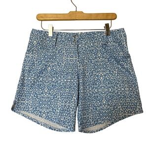 Adidas Athletic Works Womens Golf Shorts Blue White‎ Geometric Print Size 4